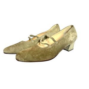 Classiques Entier, Square Heeled Shoes, Vintage, size 9, Olive Suede.